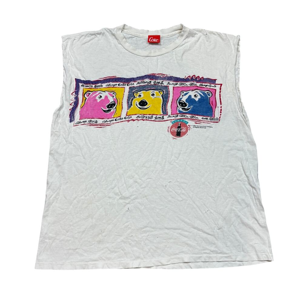 Vintage 1994 Coca Cola Polar Bear Always Cool 3D Pop Art Tank Men's XL